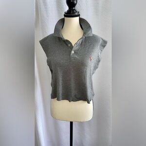 Women’s sleeveless cut off gray Ralph Lauren Polo crop top‎ size large
